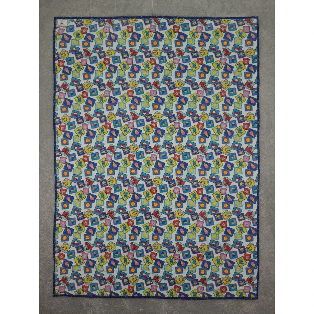 Handmade Baby Quilt Reversible Parrots and Sesame Street 36X49‎